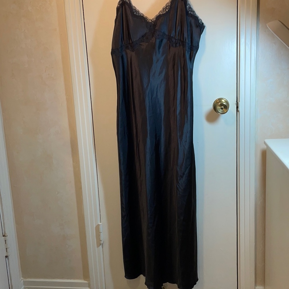 Pink K Long Black Sexy Nighty Size L Spaghetti Straps